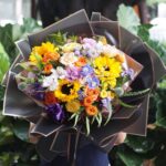 Jelly Mask [Cross-Border Exclusive] Wholesale Special: Frosted Floral Wrapping Paper with Gold-Edged Border — "Jelly Film" Style Bouquet Packaging